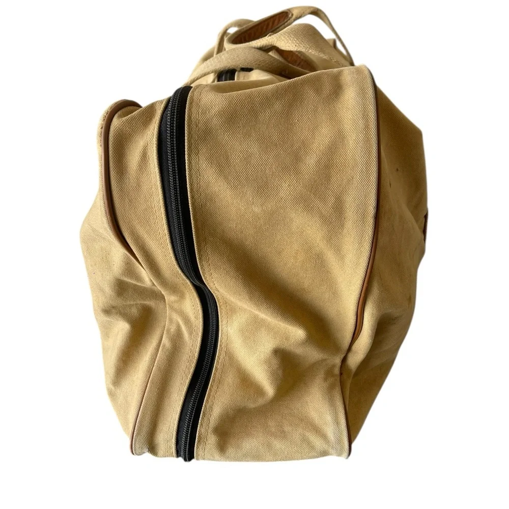 Vintage Mark Cross Camel Canvas Travel Bag